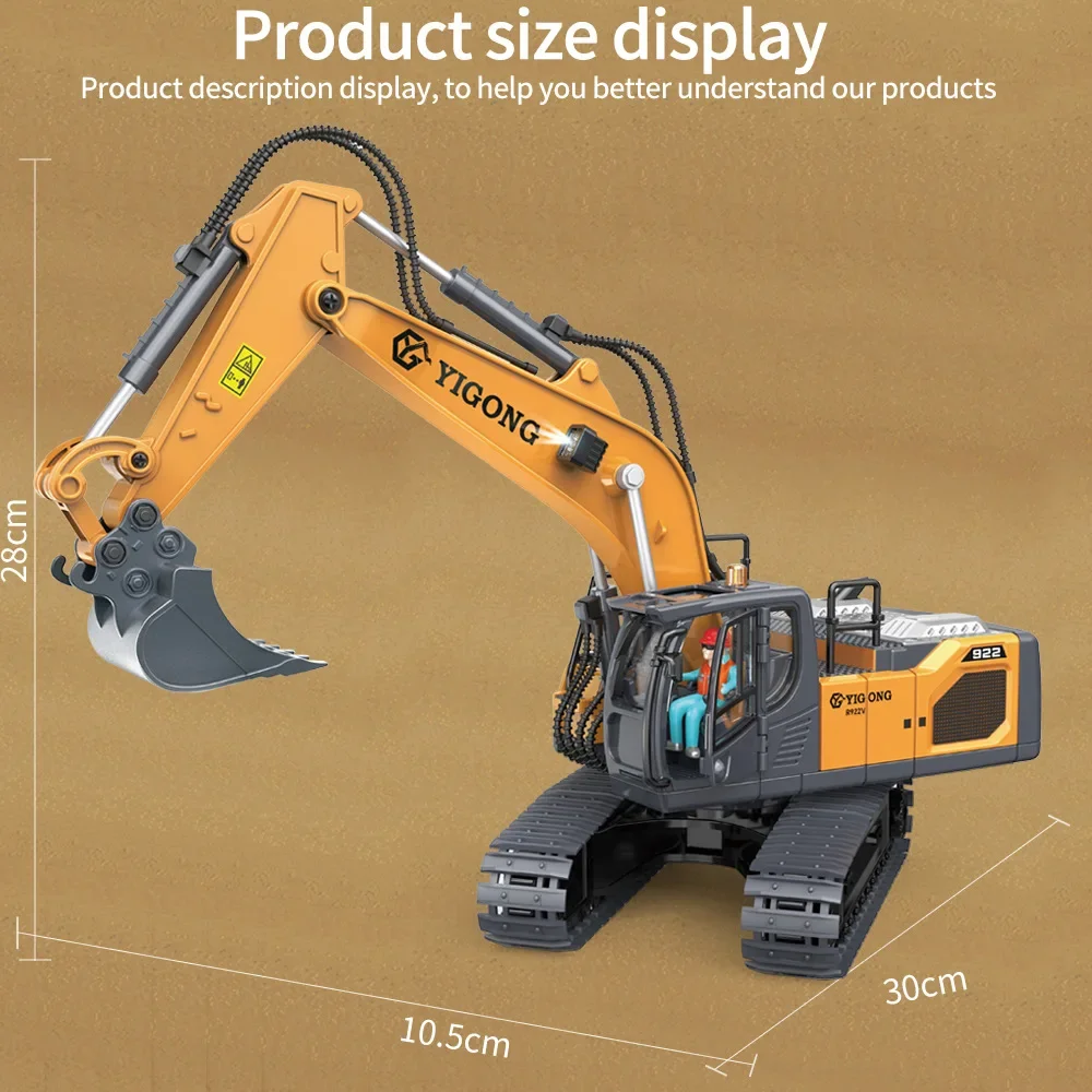 Yellow Plastic Remote Control Excavator Toy for Kids