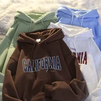 ay Fce Lined Thiened Hoodie Women's Loose Fit Pullover Sweatirt Korean Sle Long Sve Cotton Polyester Blend - Image 5