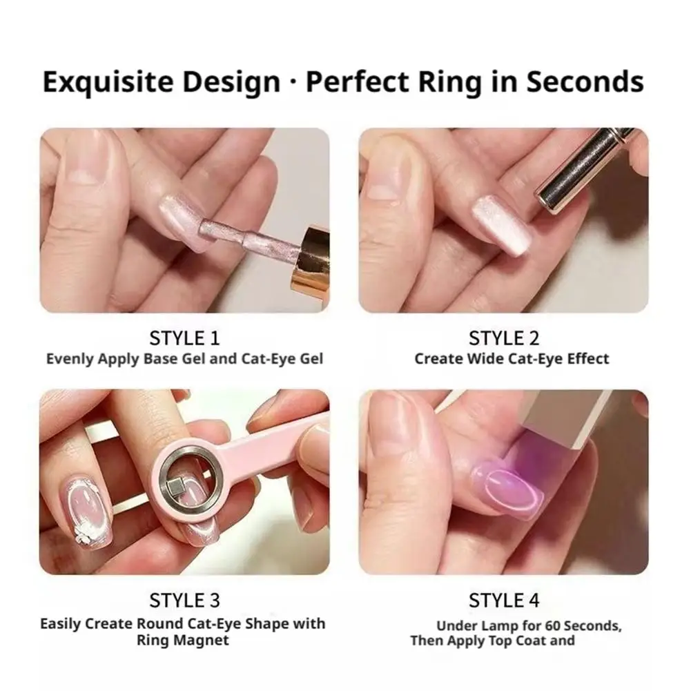 3-in-1 업그레이드 링형 캣아이 네일 마그넷, 프렌치 하트 와이드 빔 DIY 네일아트용 속이 빈 원형 핸들 도구