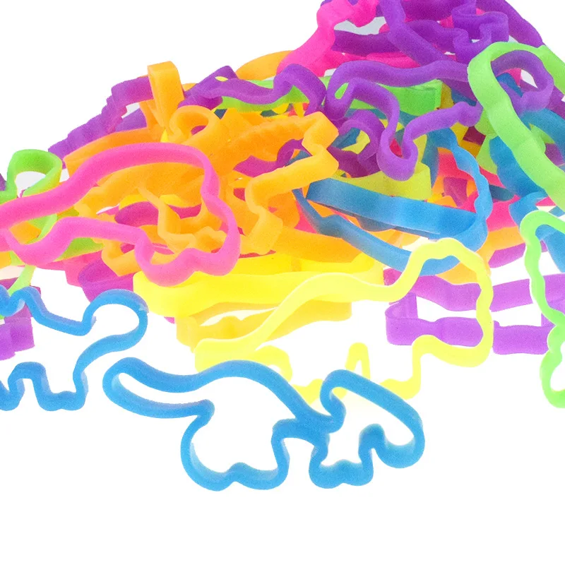 Children Cartoon Dinosaur TPR Leather Band DIY A Variety Of A Hundred Different Shapes Animal Rubber Band Kids Birthday Gifts