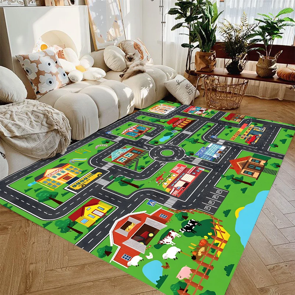 Tapis de jeu de voiture ludique pour garçons et filles, tapis de circulation d'autoroute pour enfants, voitures jouets, tapis pour salle de jeux, tapis de jeu antidérapant pour enfants