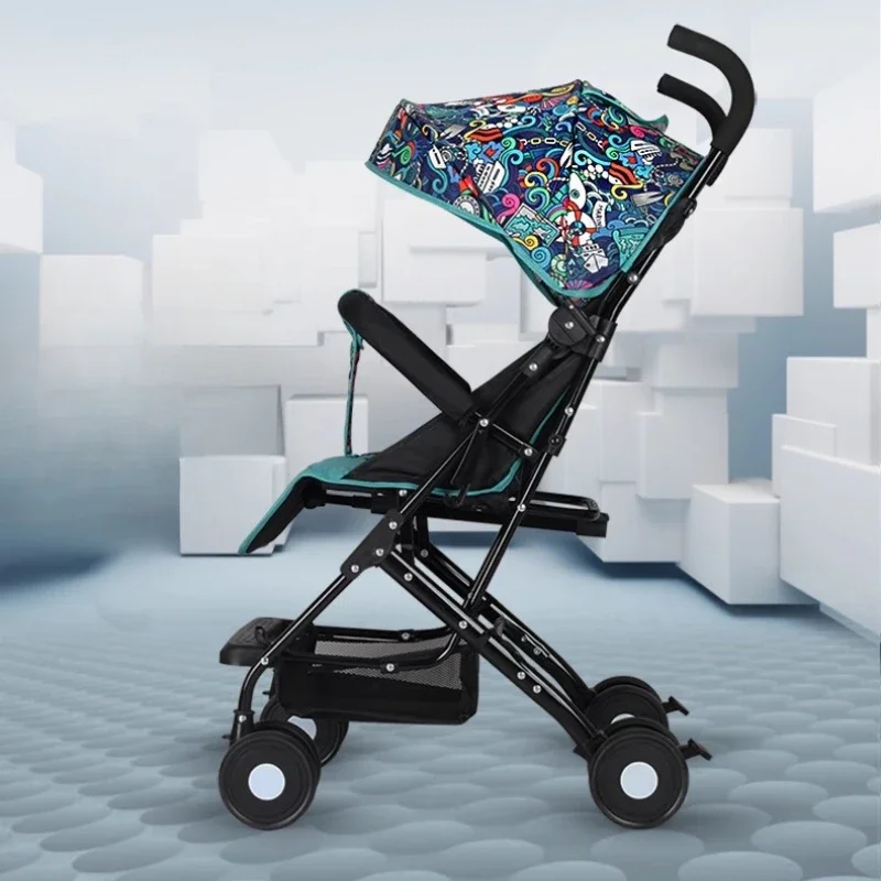Can sit and lie down baby stroller, lightweight folding pocket stroller, kid skidding children's umbrella car