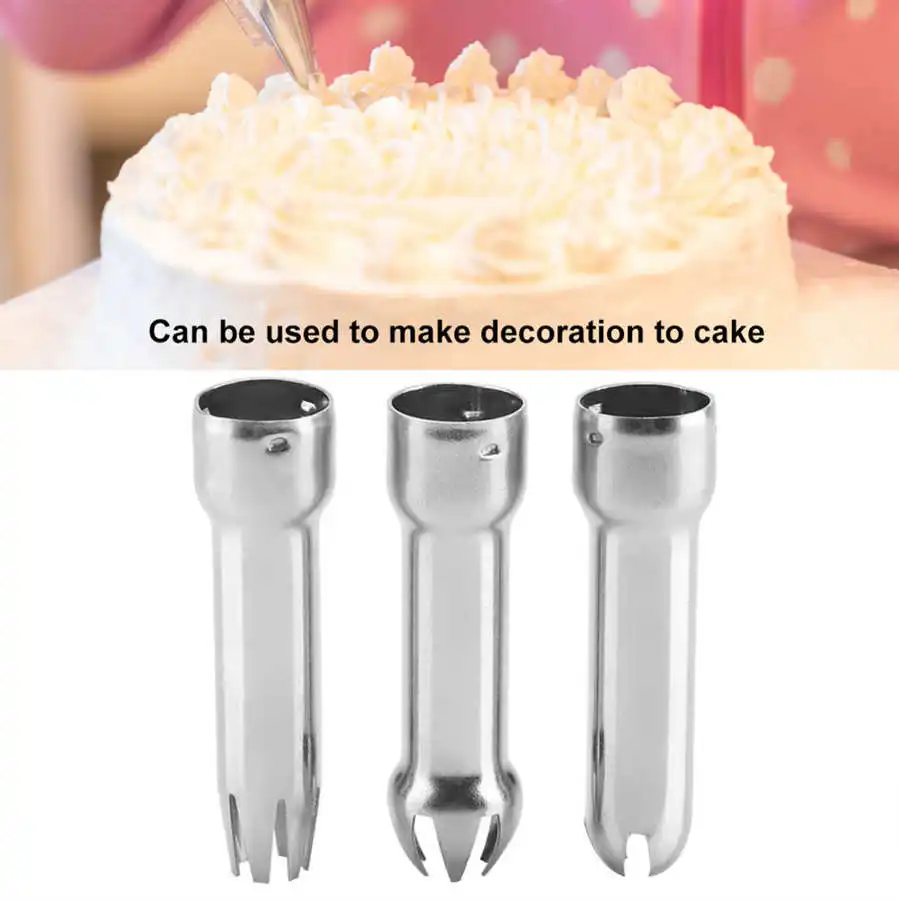 Stainless Steel Safe Cream Nozzle Cake decoration Baking Nozzle Set DIY Cake Decorating 3pcs/ Set