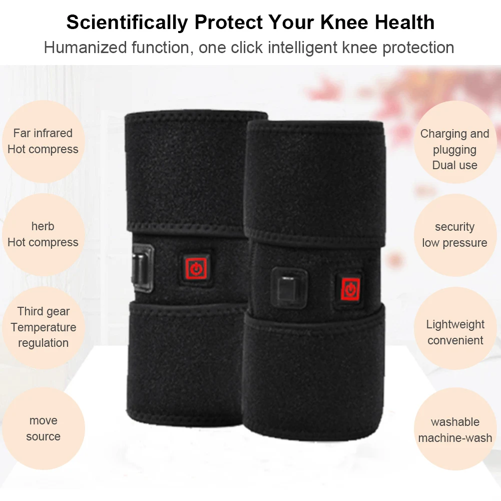 Electric Leg Heating Knee Pad 5V USB/Type-C Charging Heated Knee Brace 3 Heat Levels for Joint Pain Relief knee pad knee brace