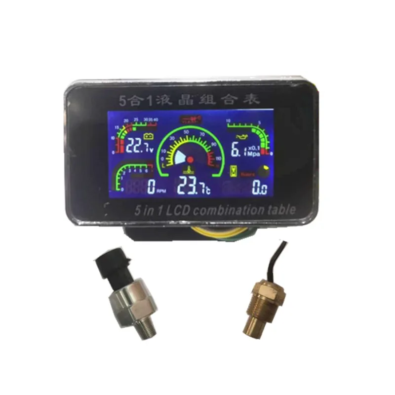 

Harvester, excavator, forklift, truck, car, water temperature gauge, universal voltage, oil pressure meter, tachometer 5-in-1