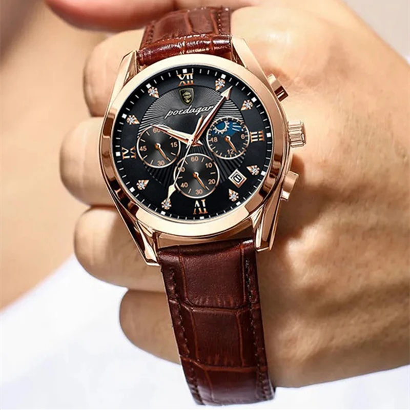 2022  Men's Watches Top Brand Luxury Men Wrist Watch Leather Quartz Watch Sports Waterproof Male Clock Relogio Masculino+Box