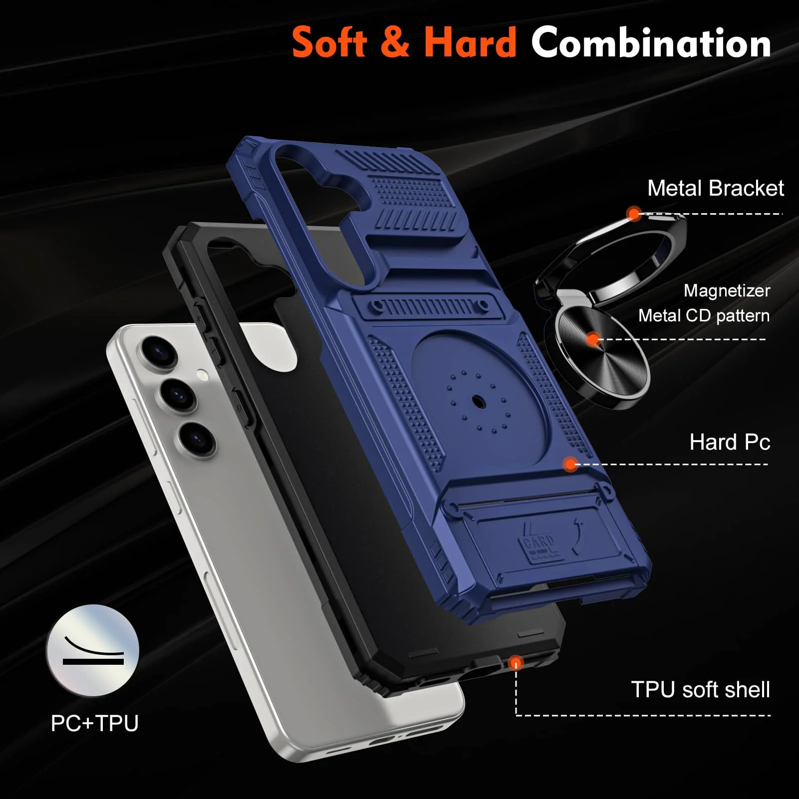 Universal Wallet Case with Card Holder and Ring Stand