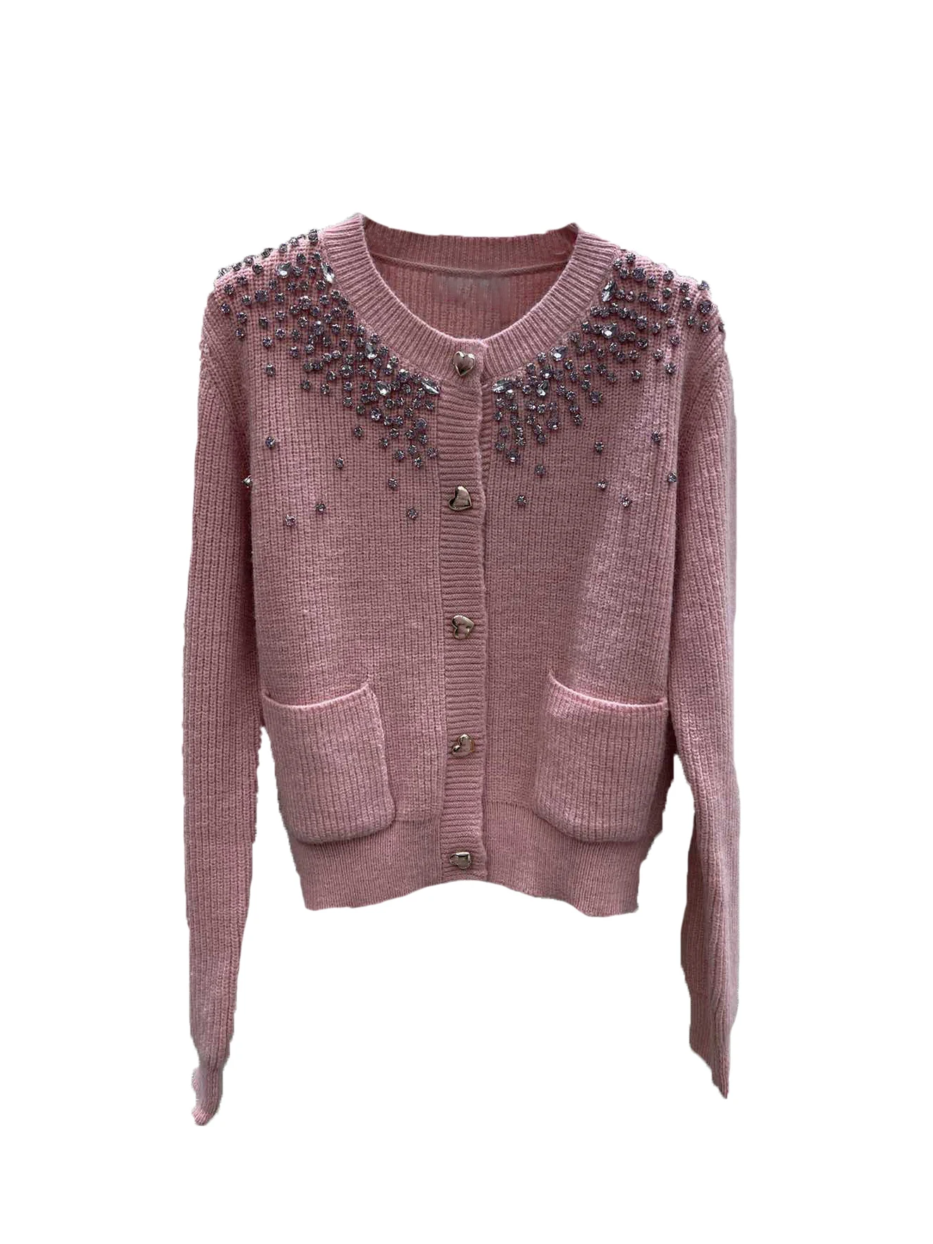 

Двухцветный вязаный кардиган модный Удобный и изысканный Повседневный Универсальный осень-зима 2024 Новинка 1128