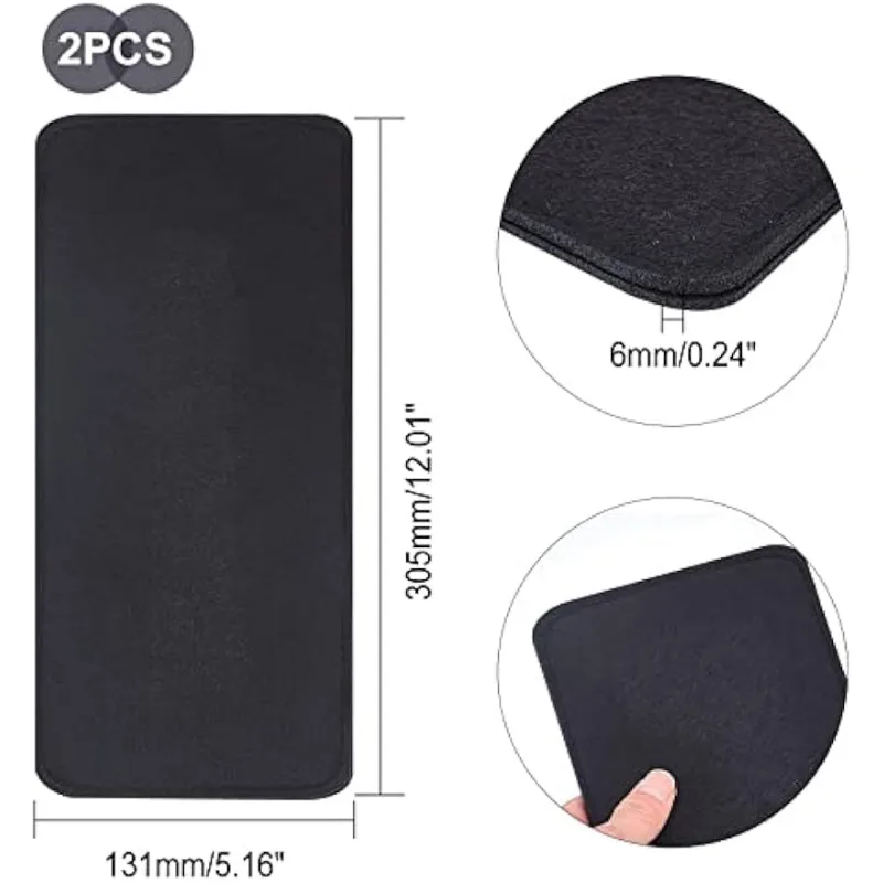 Black Felt Base Shaper, 2pcs 12x5" Bag Bottom Shaper Pad Arc Corner Bag Liner Board Insert for Tote Leather Purse Handbag