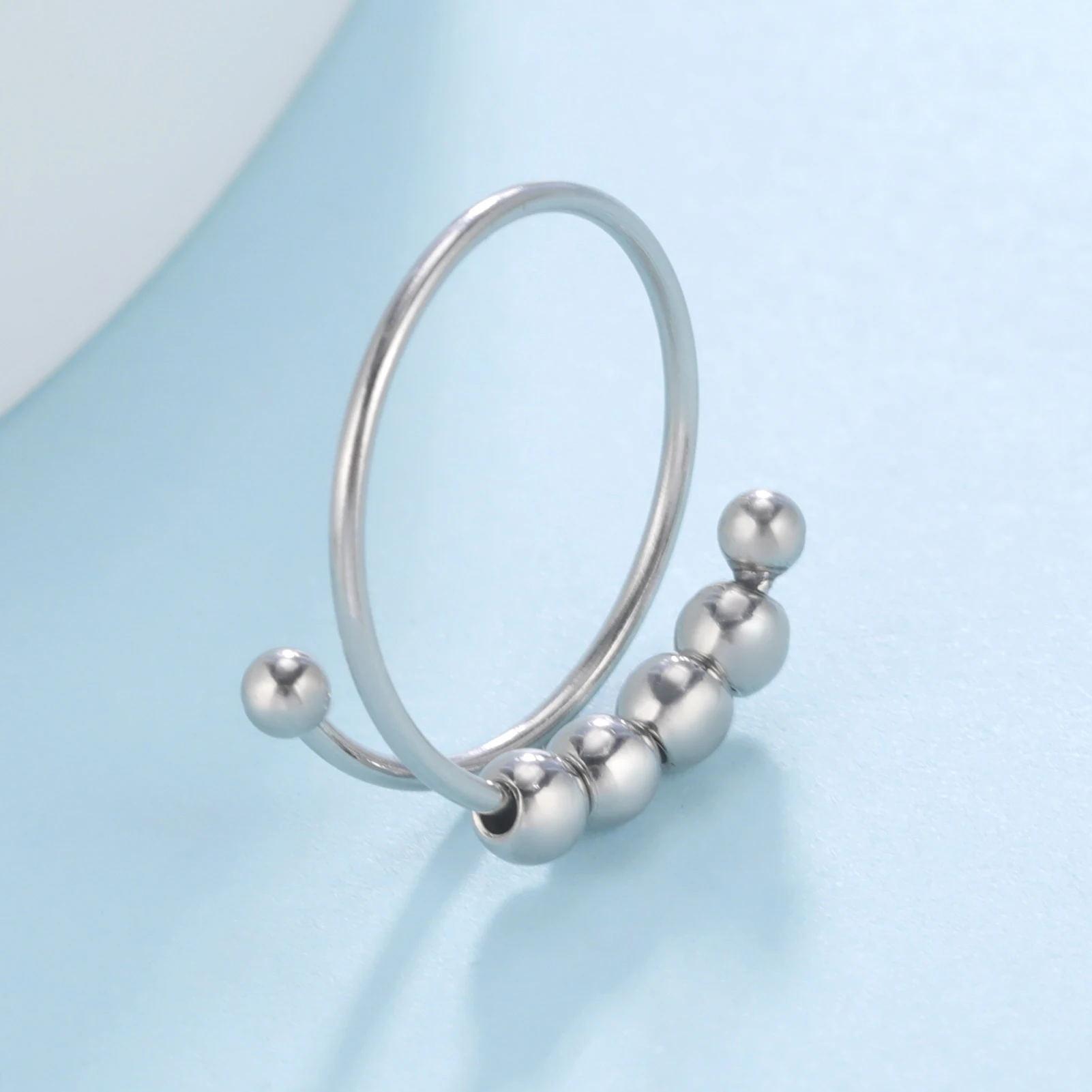 Finger Ring,Stainless Steel Ring,Jewelry Accessories,Fidget Spinner Ring Skyrim Stainless Steel Rotate Beads Anxiety Rings Adjustable Stress Relief Fidget Rings for Women Men Fashion Jewelry Gift
