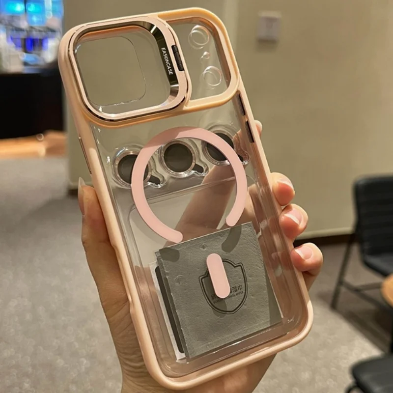 Luxury Magnetic Phone Case with Clear Glass and Stand Protection Cover