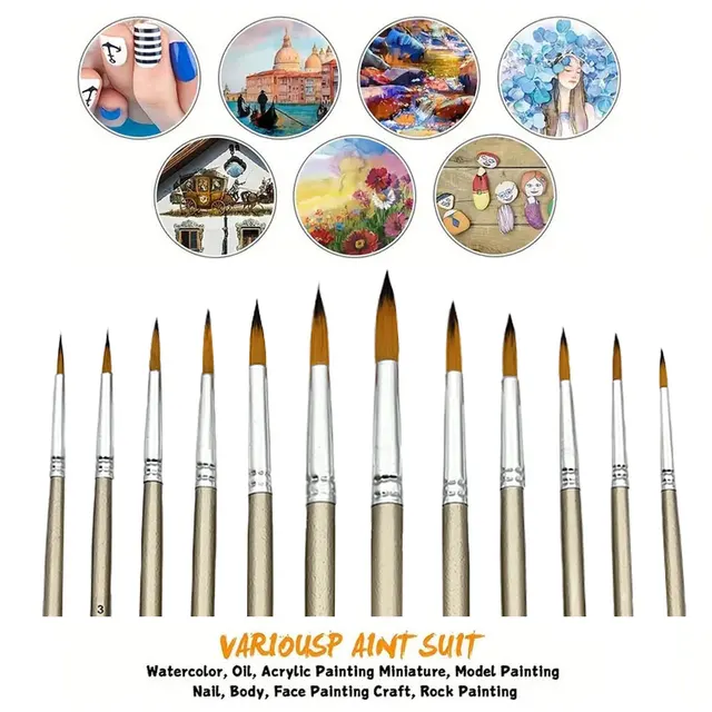 Round Artist Paint Brush Set 5