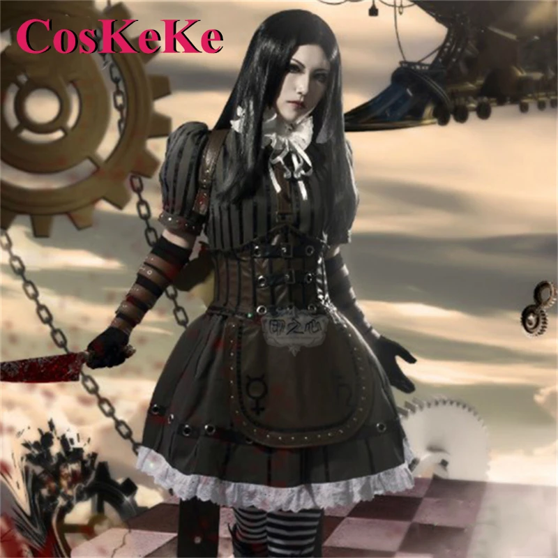 Coskeke Alice Liddell Cosplay Game Alice: Madness Returns Costume Versione Aggiornata Steam Dress Halloween Party Gioco Di Ruolo Abbigliamento
