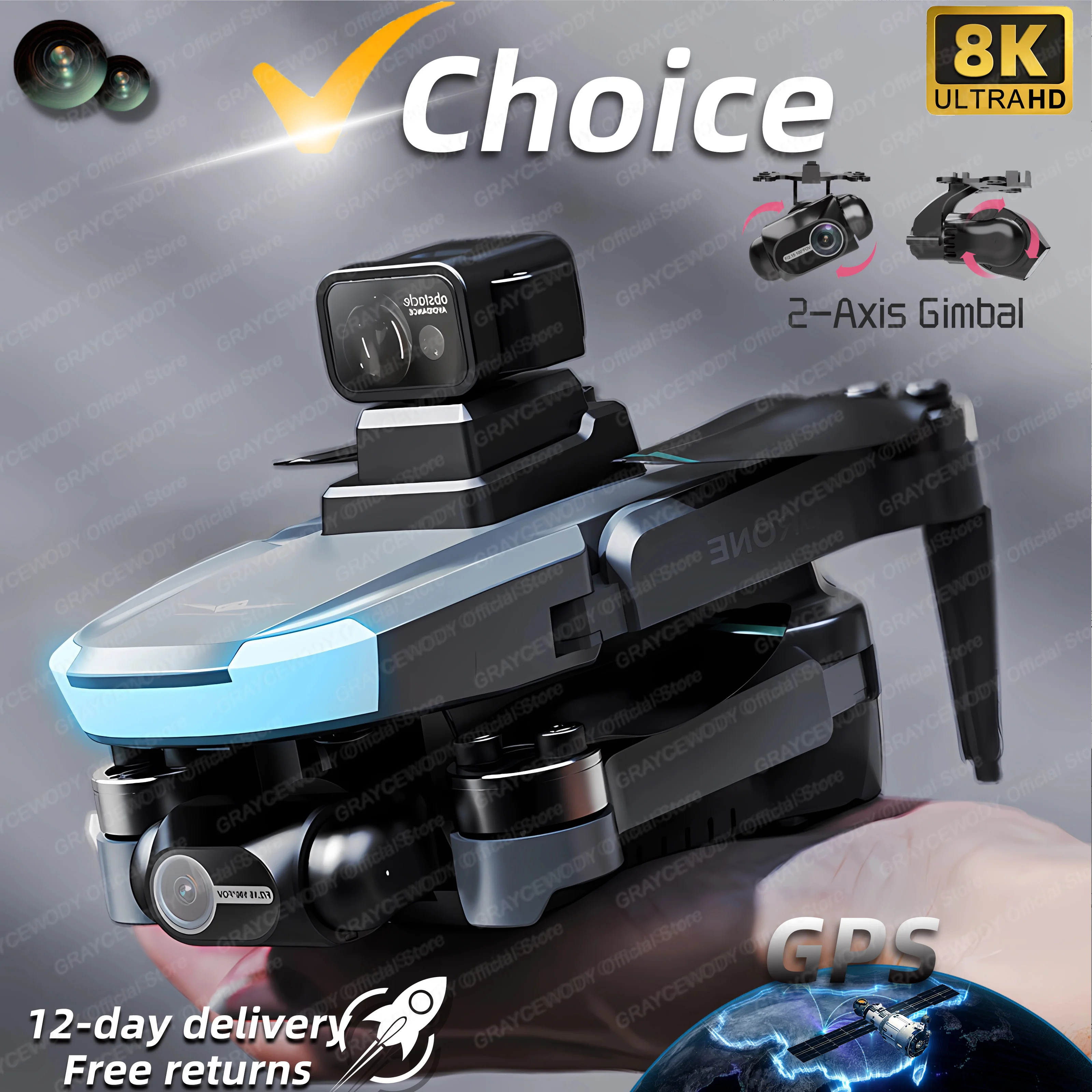 KF110 GPS 드론, 8K 전문 6K HD 카메라, 2 축 짐벌 흔들림 방지 항공 사진, 브러시리스 접이식 쿼드콥터, 신제품