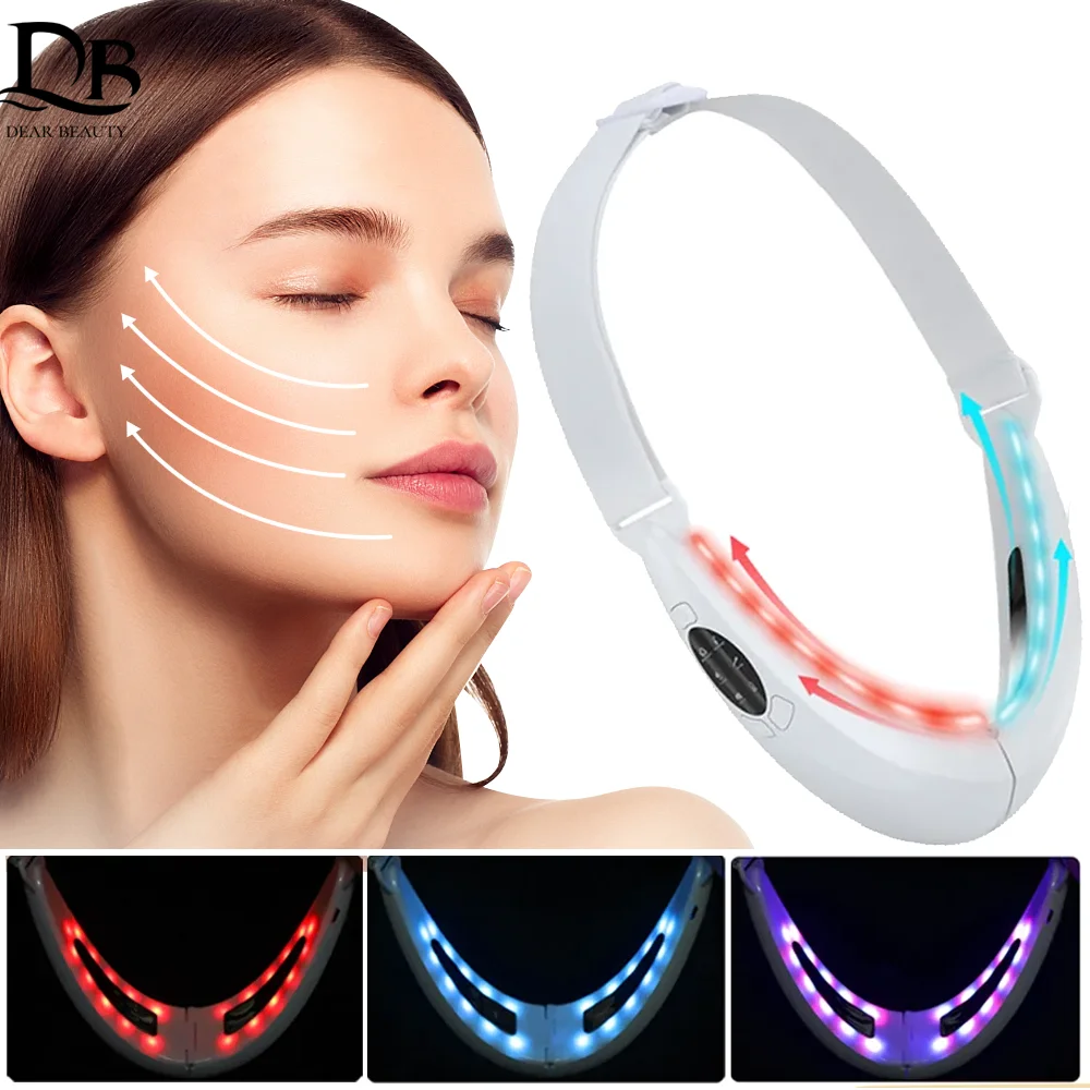 Microcurrent V-Face Face Lift Device Color Light Skin Rejuvenation Double Chin V Face Vibration Massager Rassodante Strumento Per La Cura Della Pelle