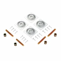 4kits Square Iron Furniture Leg Mounted Plate Table Feet Attachment M8 Female Adapter & Hanger Bolt & Screws Easy Install Sofa