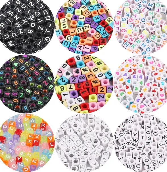 

100 шт. 6 мм акриловые бусины с цифрами и английским алфавитом, Детские бисерные украшения «сделай сам», аксессуары, свободные Квадратные бусины 100