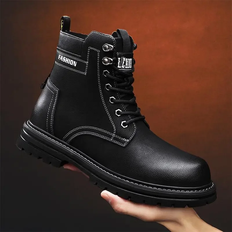 

Мужские кожаные ботинки с большим носком, мужские ботинки Dr. Men, осенне-зимние спортивные уличные и Повседневные высокие мужские ботинки Sh