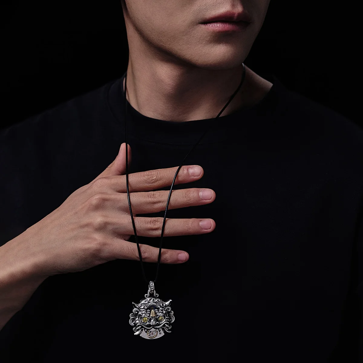 アクセサリー PUKUPUKU Seagull Fengshui Pixiu Necklace Antique Finish Cooper+Yellow