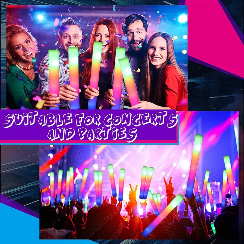 Description Picture 6 of itemFoam Glow Sticks for Wedding LED Light Up Foam Sticks Colorful Flashing Sticks Birthday Easter Party Supplies Glow in The Dark
