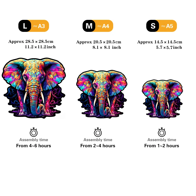 Elephant Wooden Puzzle, Irregular Animal shaped Pieces, High-difficulty Magic Puzzle Intellectual Toy, Family Game Home Decor 2