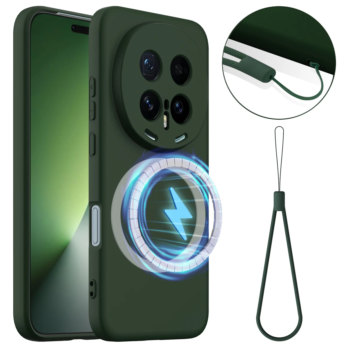 Premium Matte Liquid Silicone Case - Anti-Fingerprint Magnetic Wireless Armor Back Cover