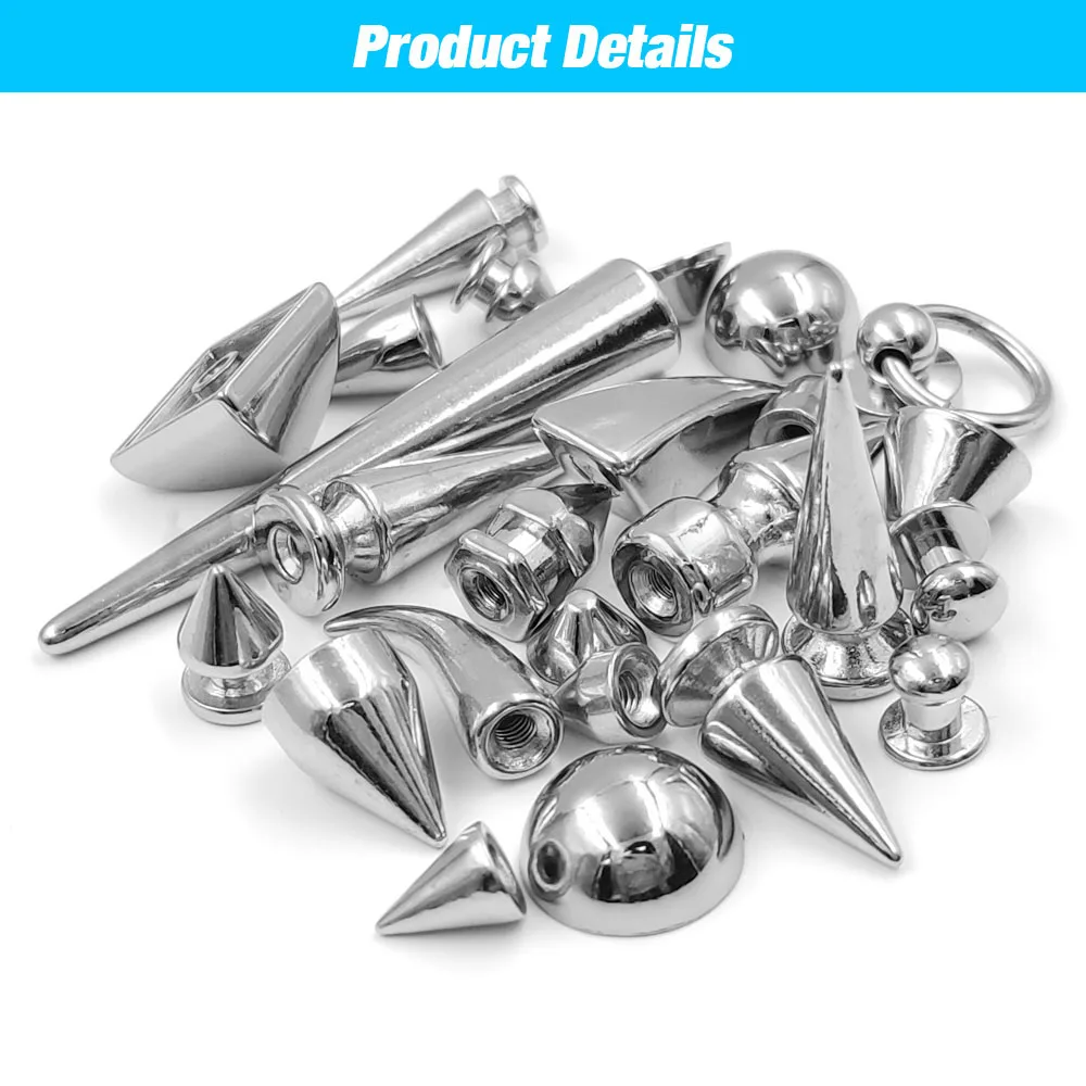 5-50 teile/satz Silber Nieten Kegel Nieten Kugel Spikes Nieten Metall Screwback Nieten Für Kleidung Schuhe Gürtel Taschen Hundehalsbänder handwerk – Detail 2