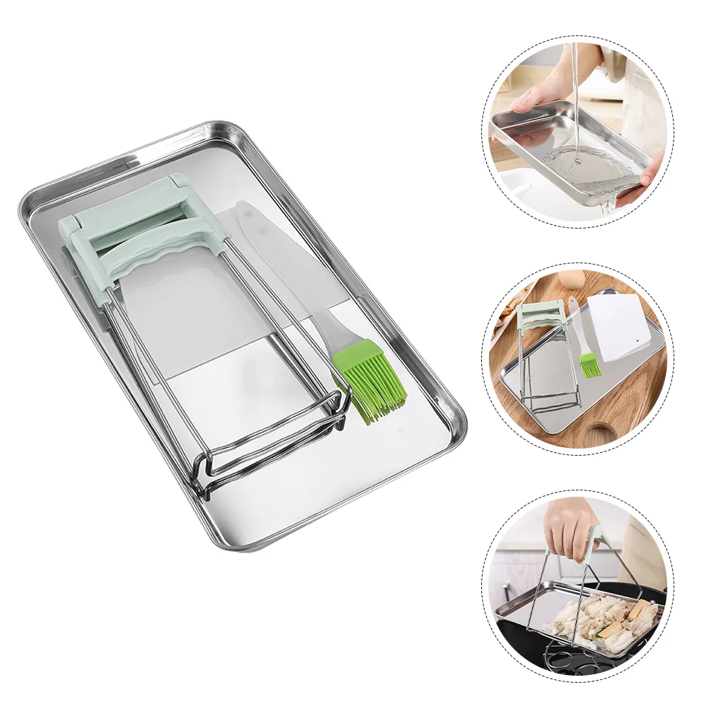 

4pcs/ Set Stainless Steel Steam Food Pan Catering Food Tray with Baking Tools