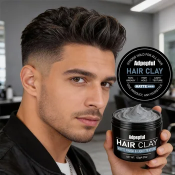 Adglamful Matte Styling Clay 120g Strong Hold Texturizing Non Greasy Low Shine Hair Mud for Modern Men Look 1