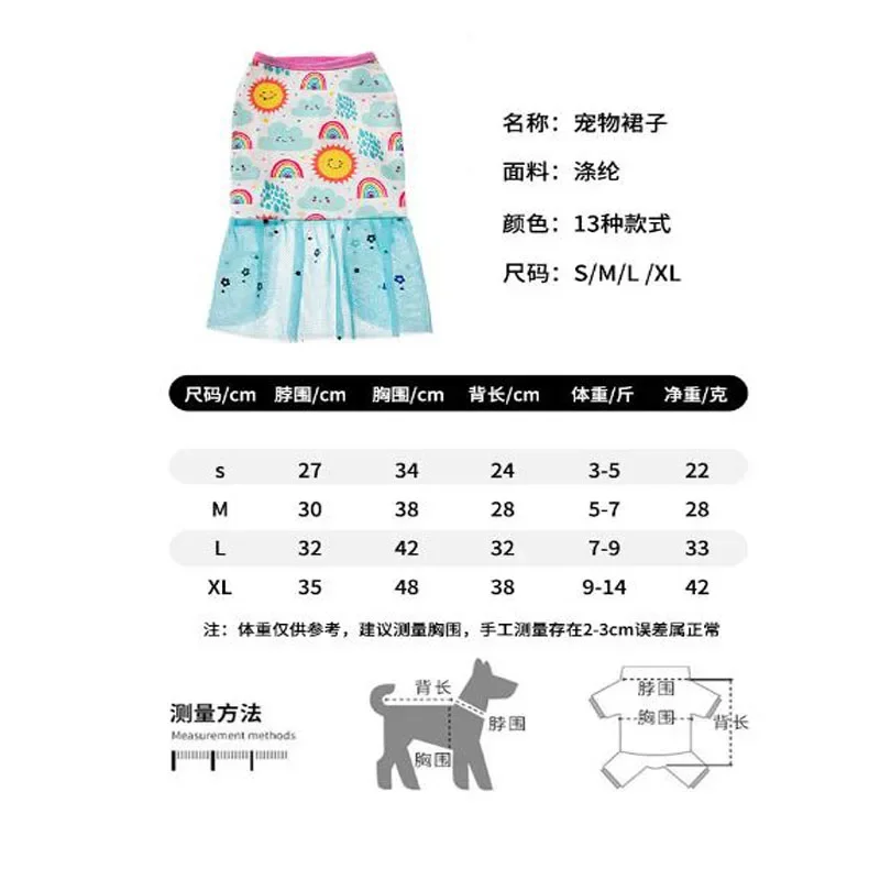 Cartoon Printed Dog Summer Dress Lace Dress For Small Dogs Cute Puppy Skirts Pet Party Birthday Skirt Costumes Pet Supplies