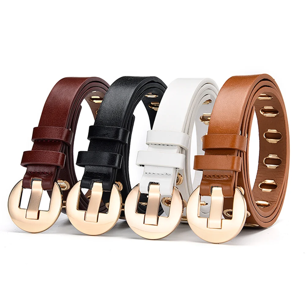 

Women's Goth Belts Hollow-out Round Metal Buckle Fashion PU Leather Gothic Punk Style Black Khaki White Brown for Women