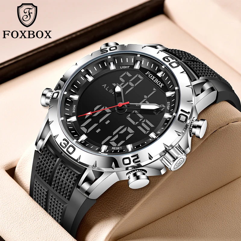 FOXBOX Top Luxury Brand Men's Watches Military Sport Chronograph Fashion Quartz Wristwatch Waterproof Clock Relogio Masculino