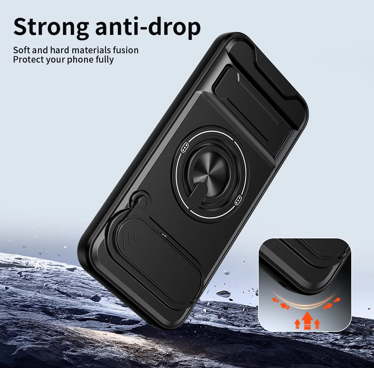 Magnetic Stand Shockproof Armor Phone Case with Slide Camera Protector