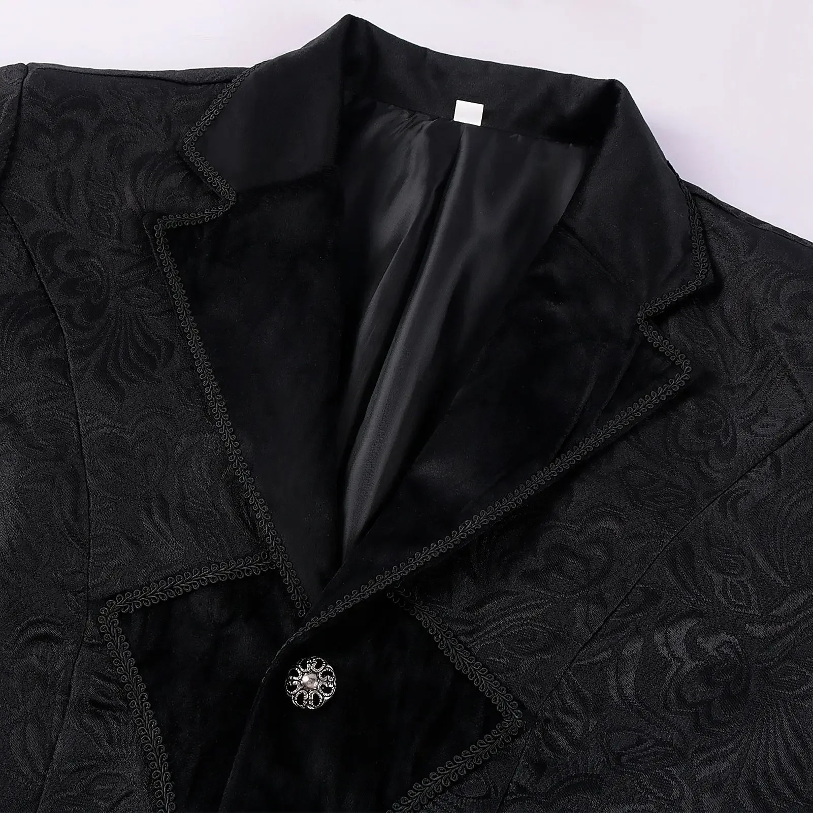 Men Jacquard Trench Punk Medieval Long Coat Retro Casual Single Breasted Lapel Black Male Vintage Party Autumn Jackets Lugentolo