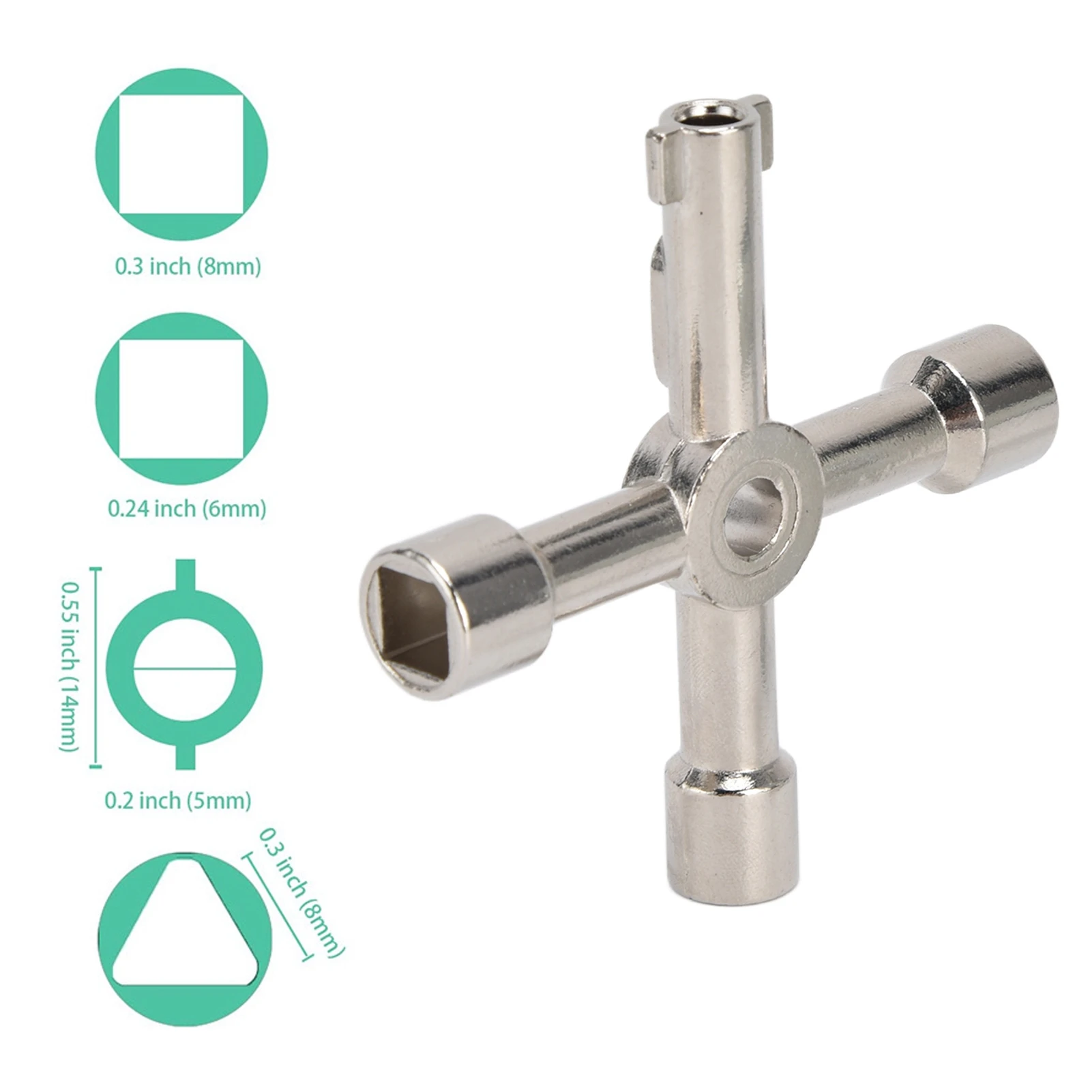 Sillcock Key 4 Way Small Compact Portable Convenient Practical Rotating Screws for Power Gas Faucet Key Faucet Tool