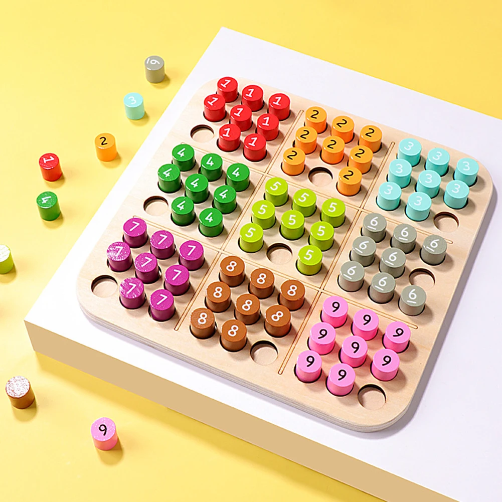 Wooden Sudoku Puzzles Board Game Brain Teaser Colorful Kids Adults Number Thinking Game Math Brain Teaser Desktop Toys Gifts New 2