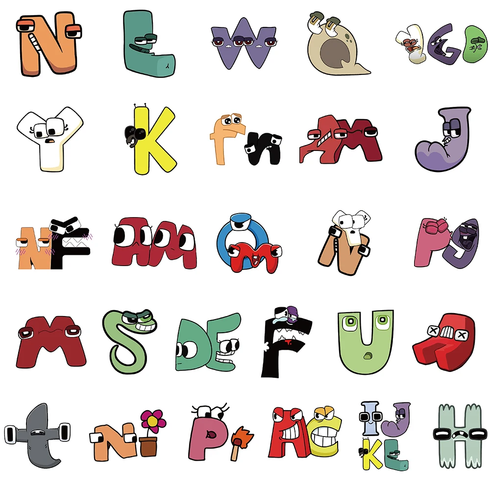 52PCS Hot Alphabet lore DIY Funny Stickers Cool For Kids Toys Notebook  Luggage Motorcycle Laptop Refrigerator Decals Graffiti