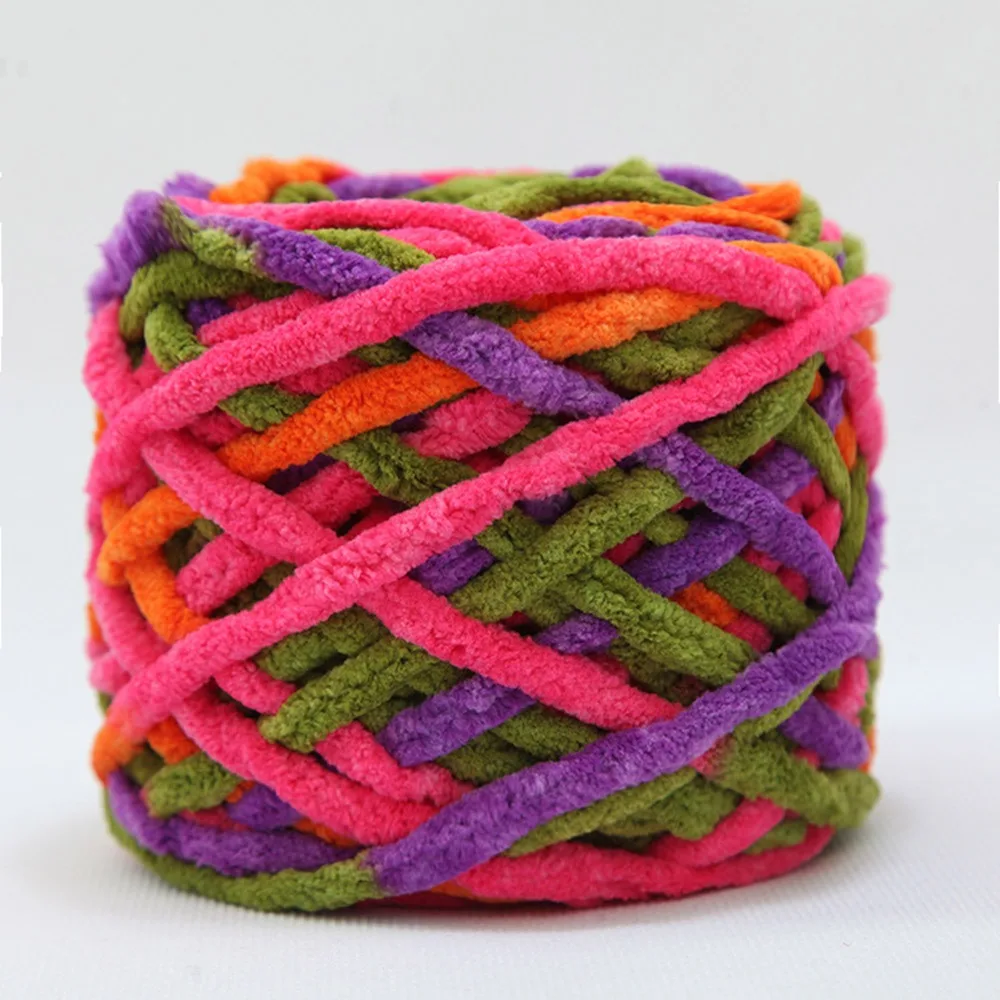 Handmade Knitting Acrylic Yarn 100g Colorful Wool Crochet Yarn Soft Ice Strip Line Braided