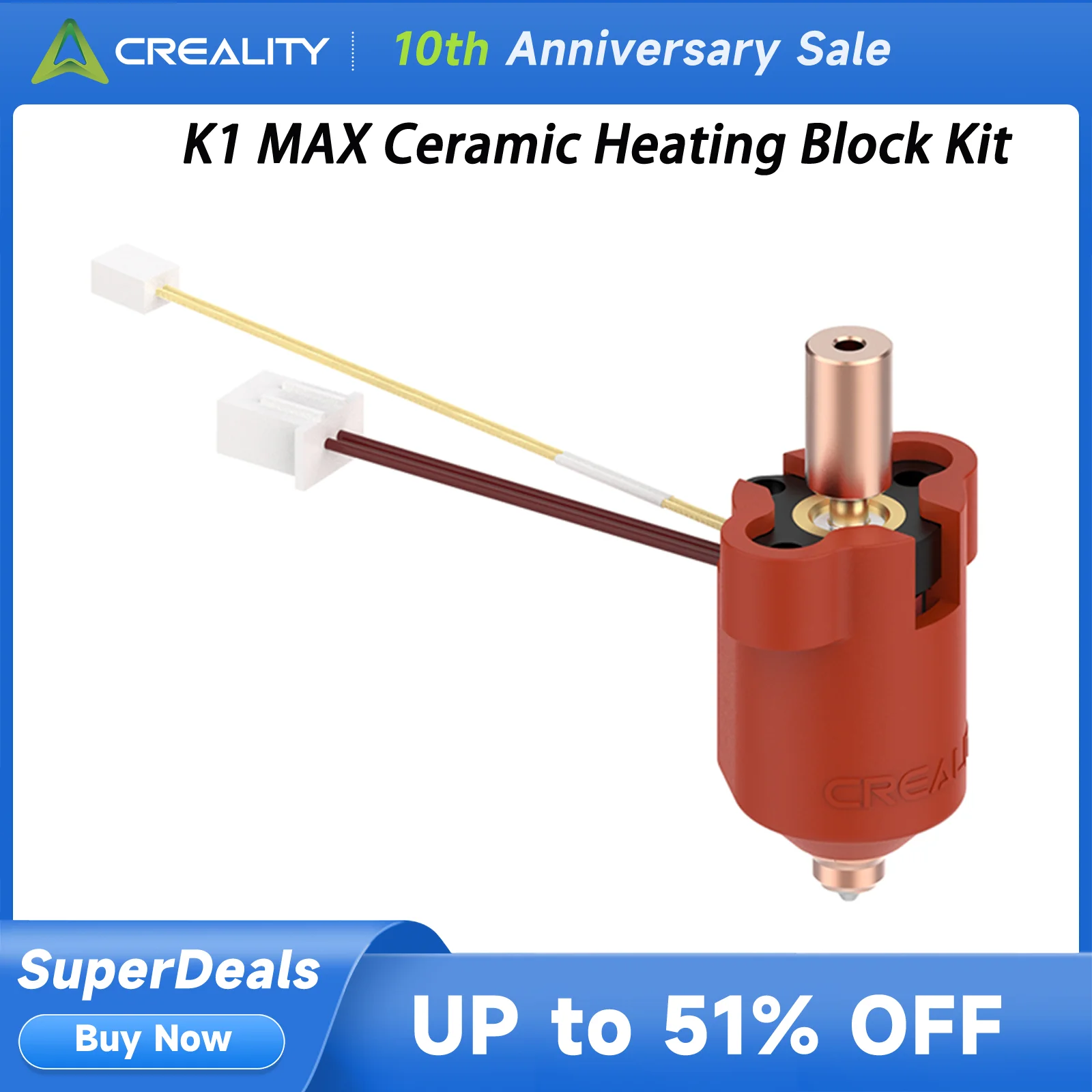 Chauffe Rapid Creality K1 Bloc Chauffant En Céramique Pour Imprimante 3D 300 ℃ Haute Température Tube De Cou En Alliage De Titane Hotend Kit De 5 Buses De 0,4 Mm Pour Creality