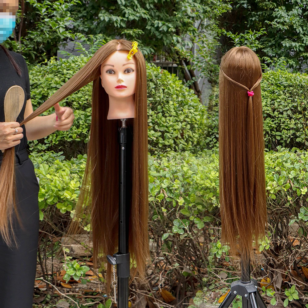 85% Mixed Human Hair Mannequin For Hairstyles Long Hair Hairdressing  Hairdresser Doll Head And Wig Stand Tripod For Practice - AliExpress