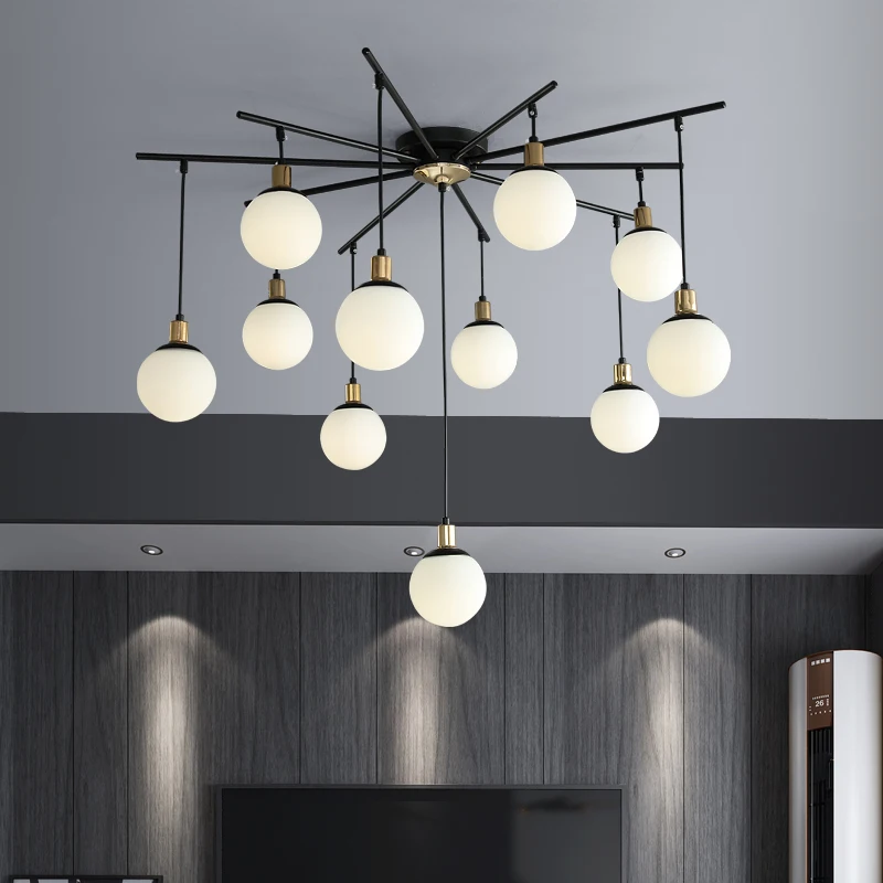 

Nordic Living Room LED Ceiling chandelier Glass Ball Lights Postmodern Minimalist Restaurant Creative Living room chandeliers