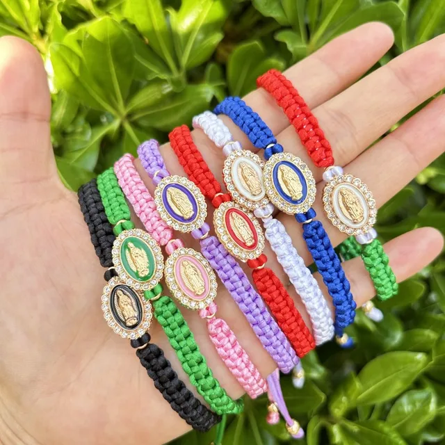 Mexican Braclets Virgin Mary San Judas Tadeo Bracelet For Women Girls Red  String Enamel Charm Crystal Beads Anklets Jewelry - AliExpress