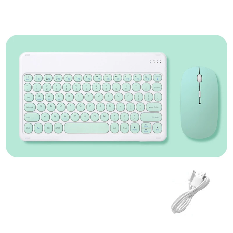 Teclado sem Fio e Mouse Combos Conjunto Redondo Bluetooth Hebraico Espanhol Francês Coreano para Ios Ipad Android Windows Telefone Tablet