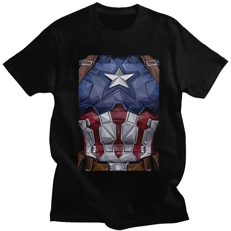 

Custom Mens Captain America T Shirts Short-Sleeve Cotton Tshirts Fashion T-shirt Printed Tees Slim Fit Apparel