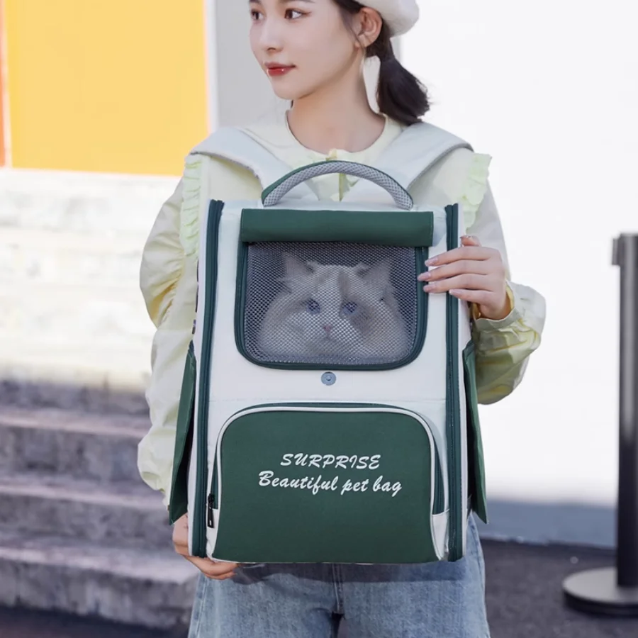 

Portable Foldable Cat Carry Bag Large Space Mesh Transporter Breathable Carrying Cats Backpack Outgoing Mochilas Pet Accessories