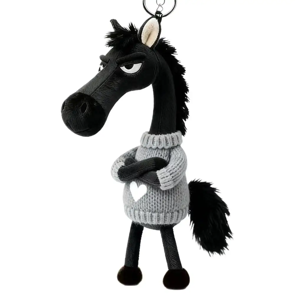 Plush Black Horse Keychain and Backpack Pendant: 2026 Year of the Horse Mascot