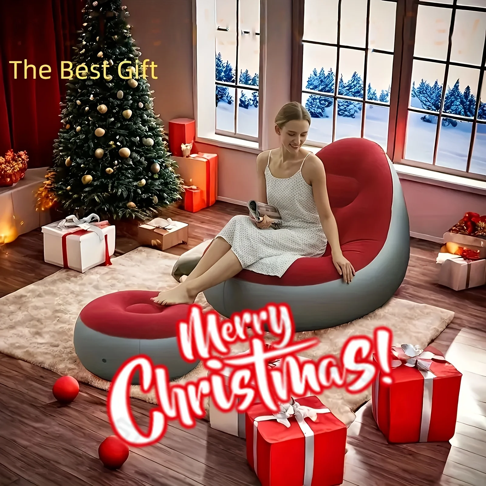 Inflatable Leisure Bean Bag Sofa Outdoor Foldable Recliner Bed Fluffy Seat Tatami Footstool Bedroom Chair Bean Bag Sofa