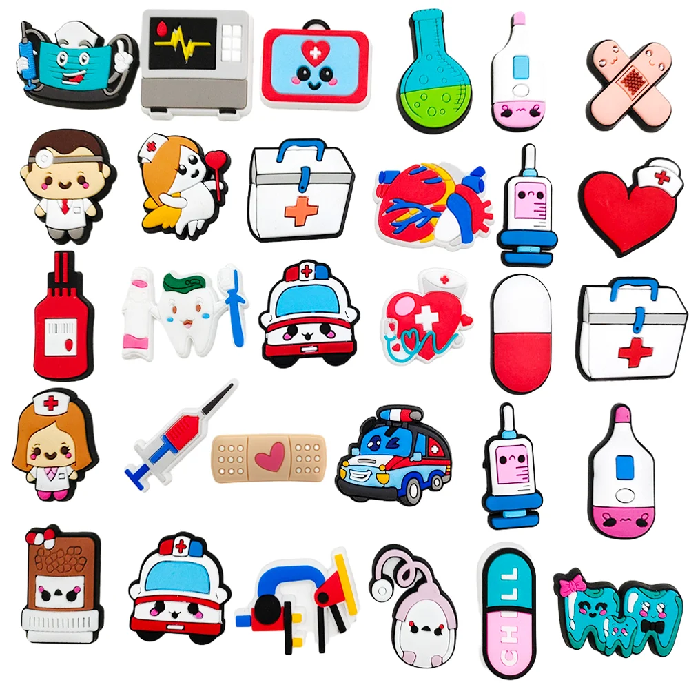 Hot Sale 1-30Pcs Doctor Nurse Shoe Charms Accessories for Decoration Boys Girl Kids Women Teens Christmas Party Favors Gift