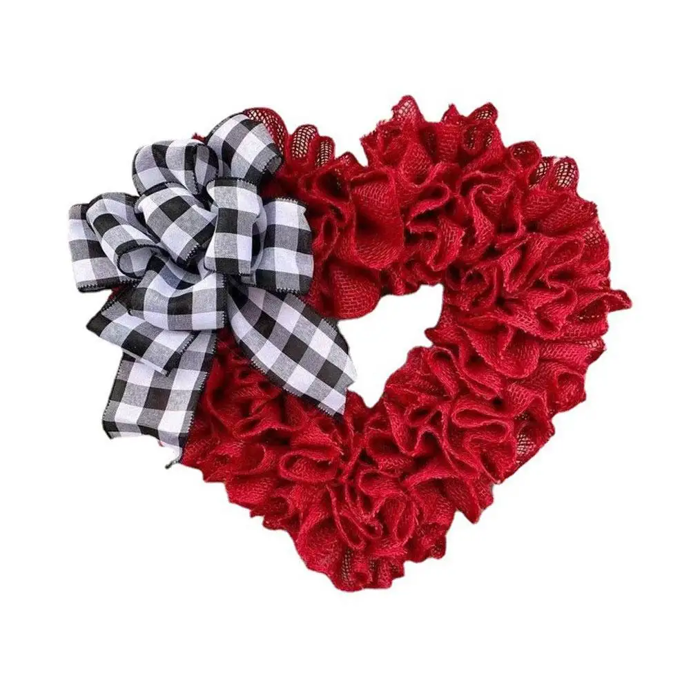 

Венок с розой на День святого Валентина, Искусственный венок с цветами и сердечками для свадебной вечеринки, подвесной венок на День святого Валентина
