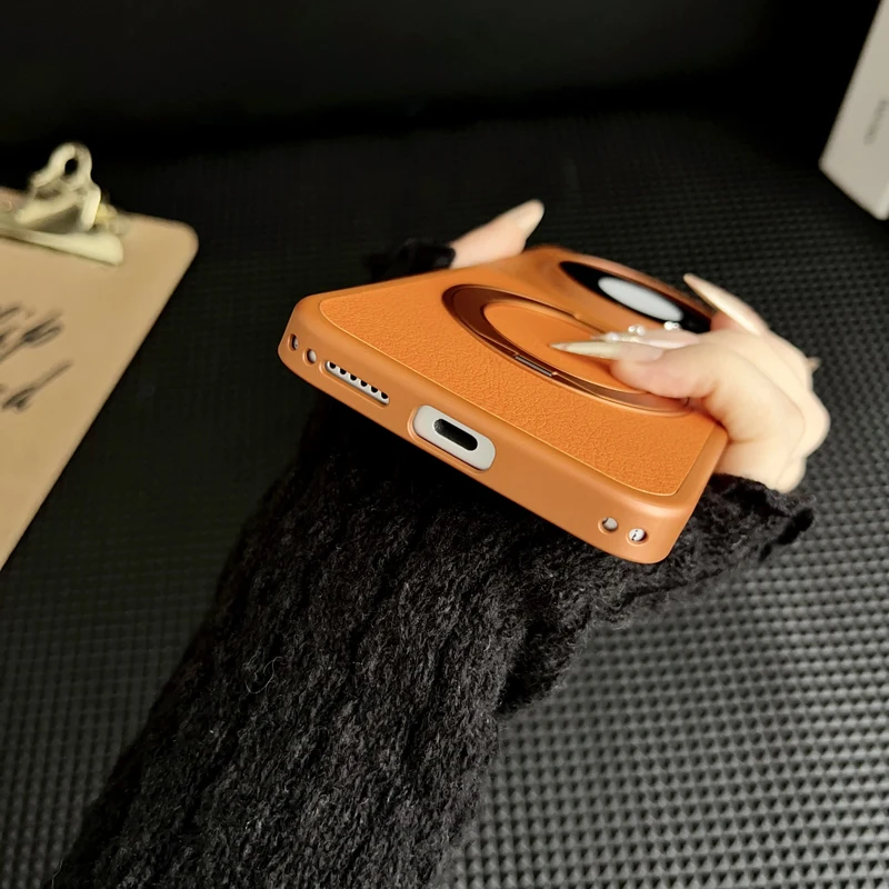Lychee Texture PU Leather Ultra Thin Magnetic Case with 360° Rotation Ring Stand